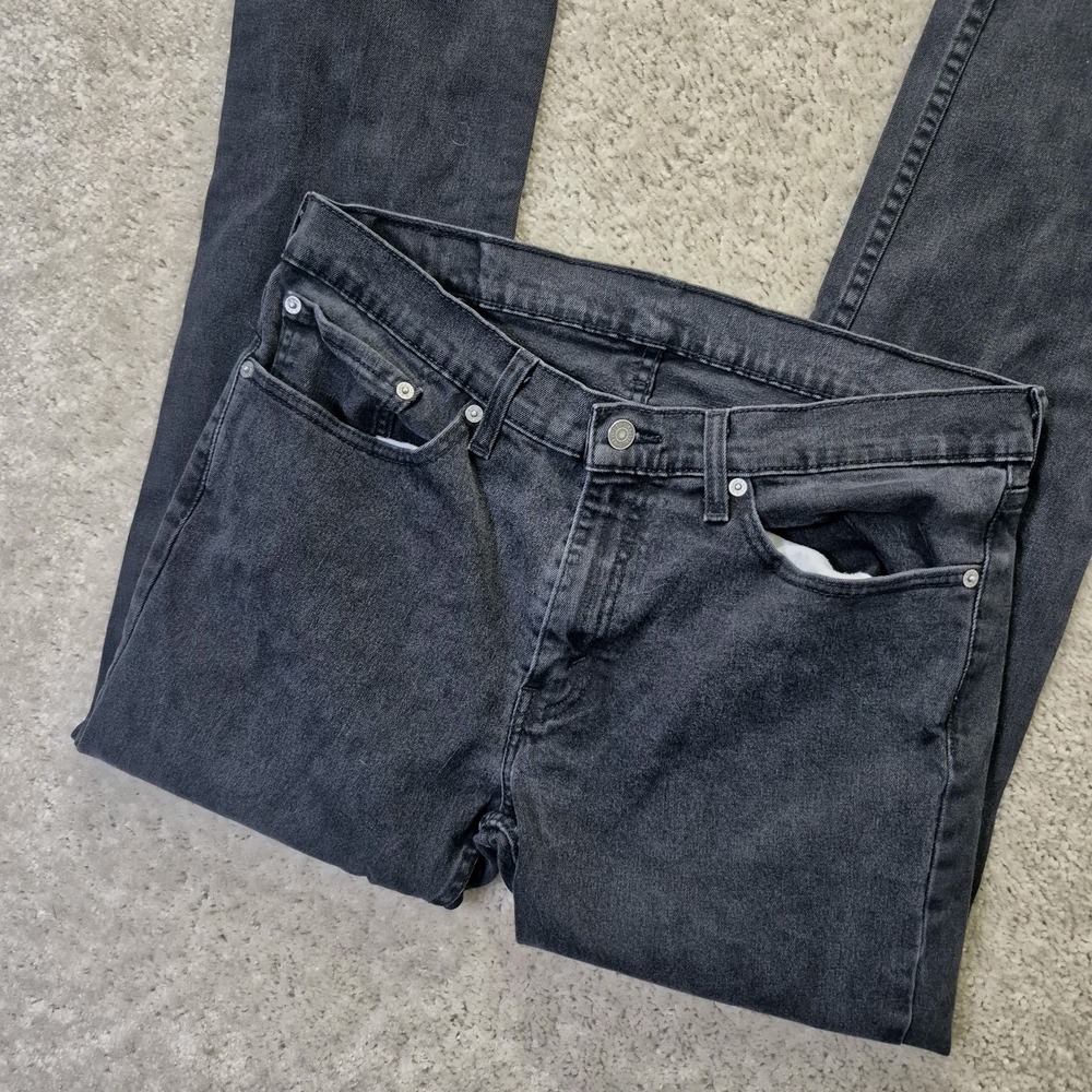 Levis 511 Jeans Mens Actual 34x31 Slim Straight Black Denim Punk Rock Retro 80s